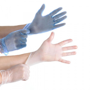ERWAN™ Vinyl Premium Protection Examination Gloves, 100 Pieces Clear/Blue Powder Free